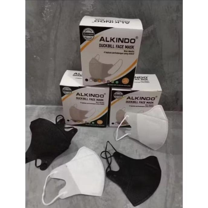 Masker Duckbill Hitam Putih Alkindo 1 Box 50Pcs