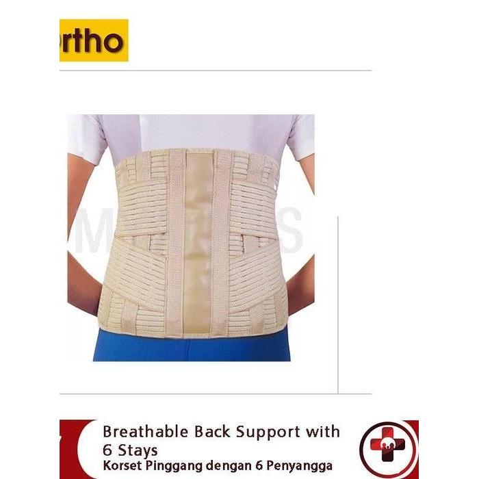 Dr. Ortho Korset Pinggang Lumbar Support WB-527 dengan 6 Penyangga Bahan Bernapas dan Elastis untuk 