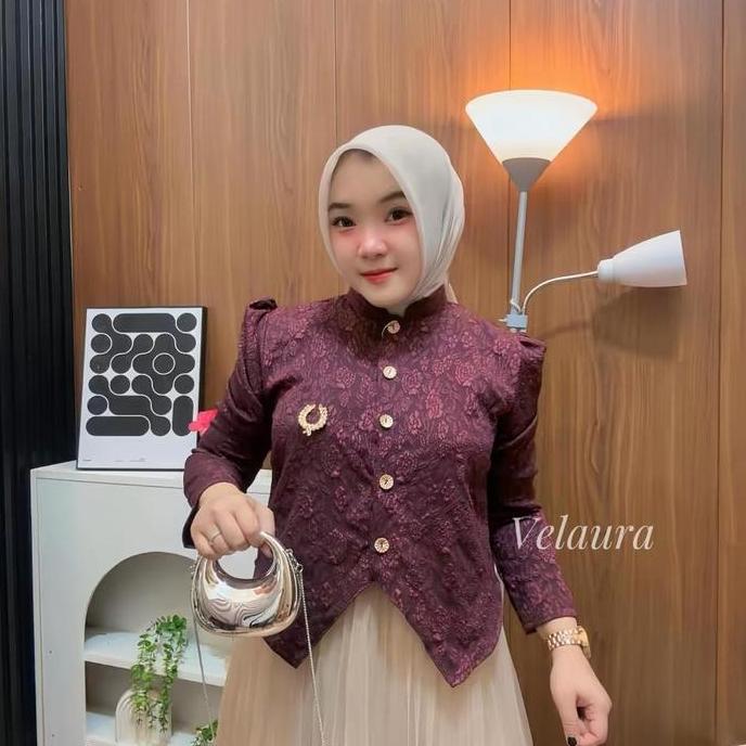 Promo / Velaura - Flower Blouse Long Sleeve - Blazer Wanita Korean Look Atasan Wanita Kondangan Casu