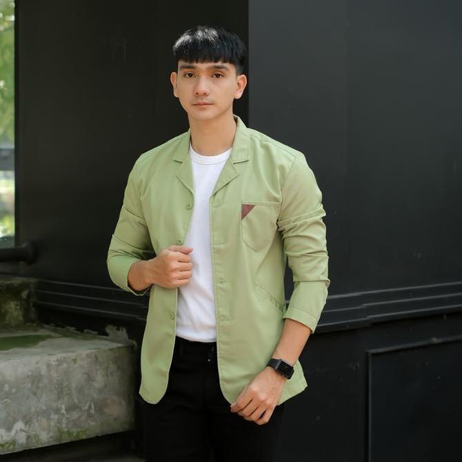 Kemeja Jas Semi Blazer Formal Dan Kasual Pria Progressman Kualitas Distro Terbaru Katun Santai Polos
