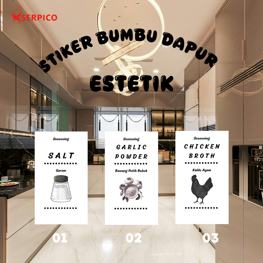 stiker bumbu dapu/ukuran 6x3cm stiker lucu/stiker nama nama bumbu dapur/stiker custom