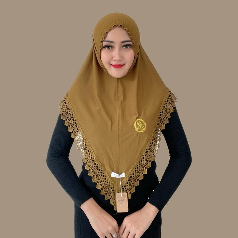Indah Store - Hijab Instan Bergo Kerut Tali Lonceng Renda Senada Nabila By Moira Lagi Trending