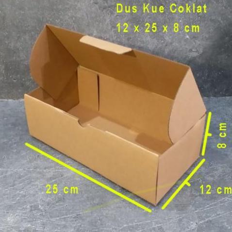Xfood- Dus Kue Coklat 12X25 X8 10 Pc Kardus Box Corrugated 12 X 25