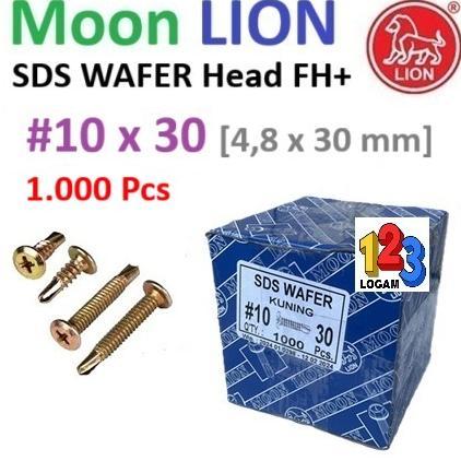 [BOK] SDS Wafer Head #10x30 mm Sekrup Kuning Lisplang GRC Moon LION