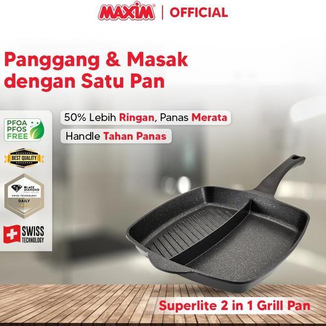 Lite Alat Pemanggang Teflon Anti Lengket 2 Sisi 28Cm Grill Pan 2In1