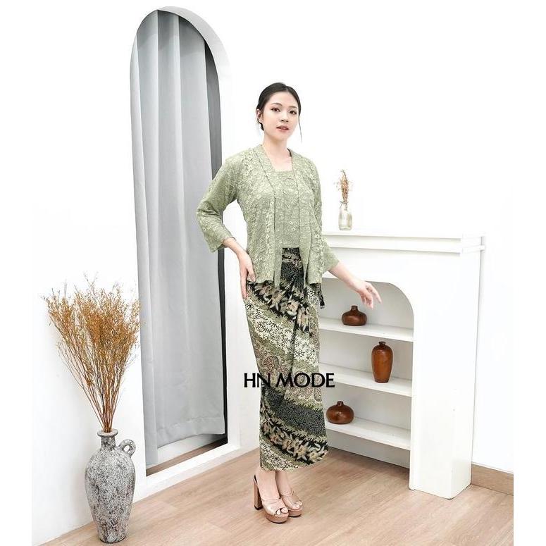 HN MODE - Setelan kebaya kutubaru pendek mix rok lilit / kebaya kartini / kebaya traditional