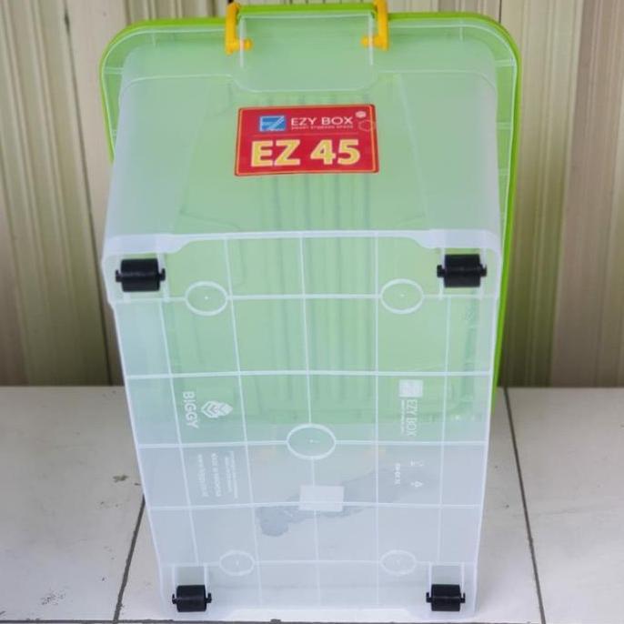 Promo Storage Box Ezy CB 45 Liter Roda Bening Rak Container Susun Perkakas Diskon