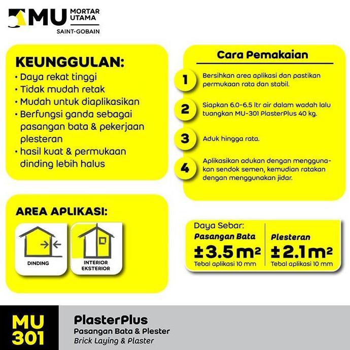 Mu-301 Plasterplus-Pasangan Bata Dan Plester 40Kg