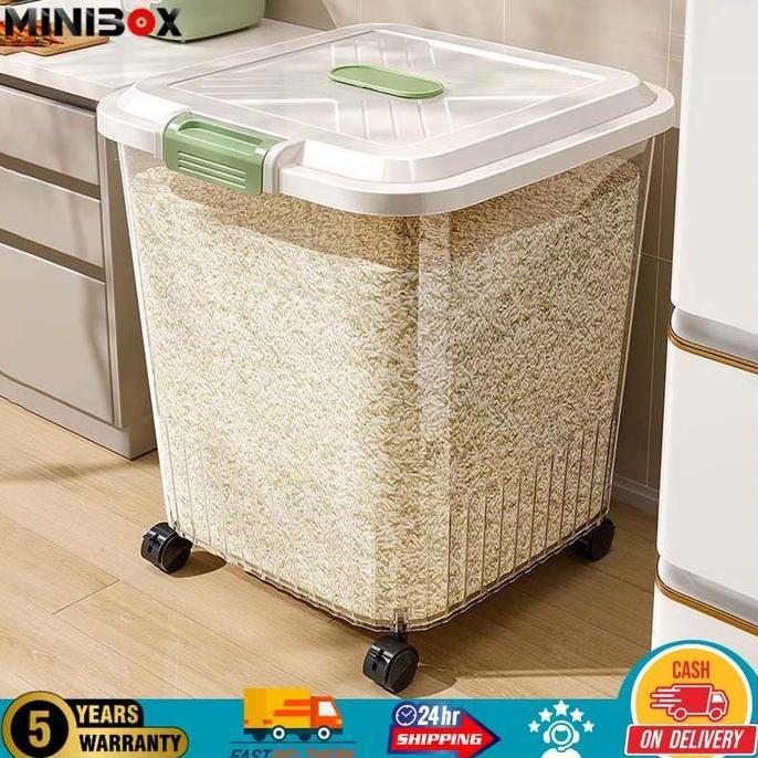 Promo MiniMalisBox dispenser beras estetik rice box 25kg aesthetic  tempat beras aesthetic storage t