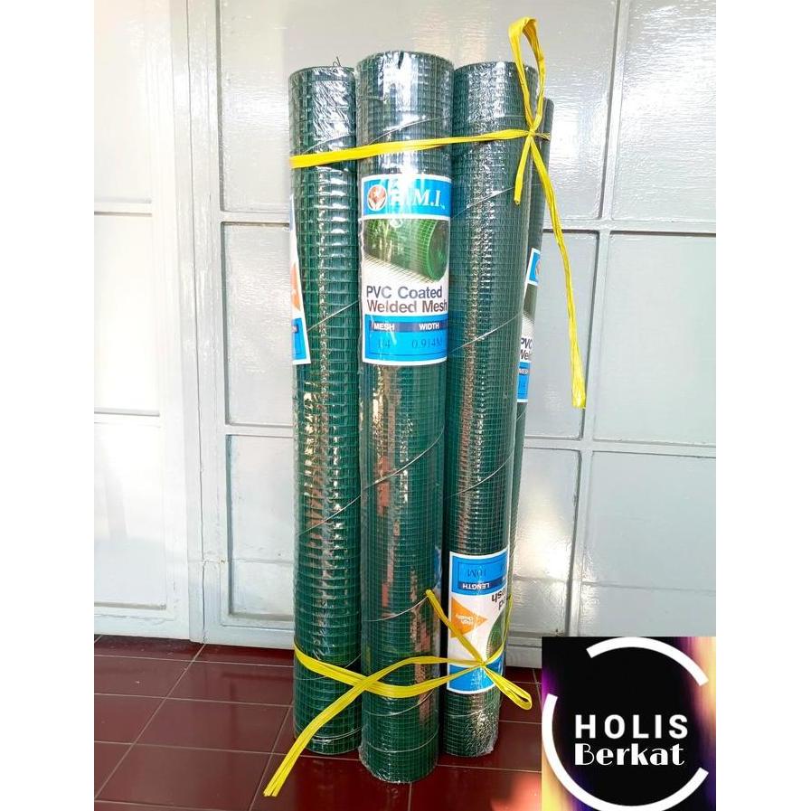 Kawat Loket Ram Pvc / Kawat Ayakan / Kawat Hijau 1/4" X 90 Cm X 10 M