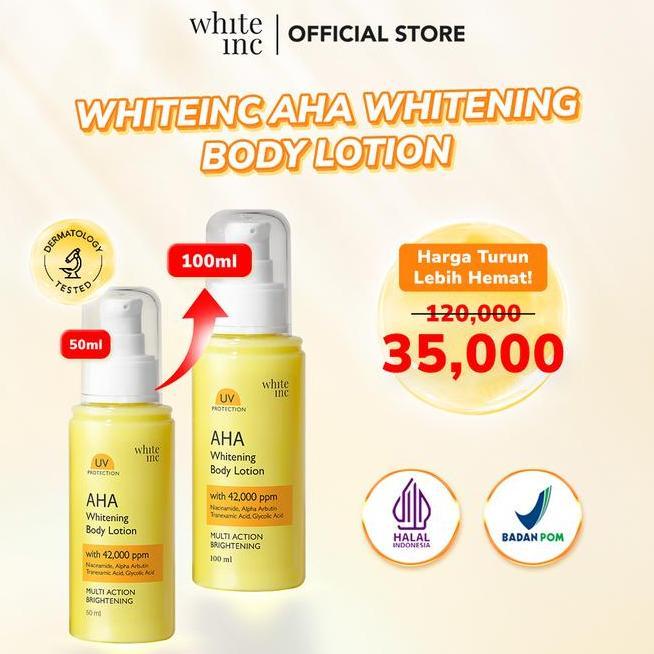 100Ml White Inc Aha Body Lotion To Whitening Moisturising Hand Body Lotion Pencerah Mencerahkan Mele