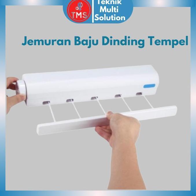 TERLARIS JEMURAN BAJU DINDING TEMPEL PRAKTIS RETRACTABLE CLOTHES4 TALI 5 TALI