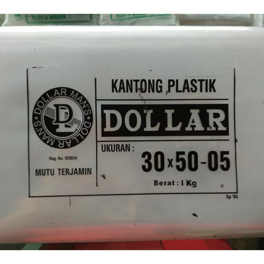 Kantong Plastik Bening Ukuran 30X50-05 / Cap Dollar 30X50