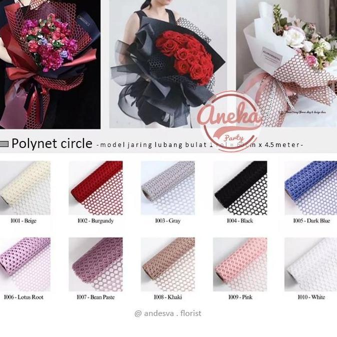 [1 Roll] Kertas Jaring Buket Bunga Bulat / Flower Wrapping Paper Circle / Korean Circle Polynet