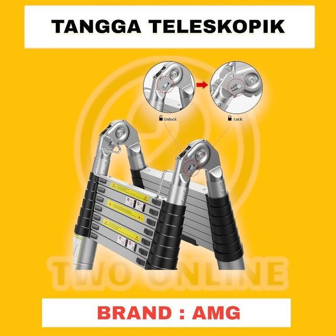 Tangga Lipat Aluminium Teleskopik 5M Double Telescopic Ladder 5 Meter Pasti Promo
