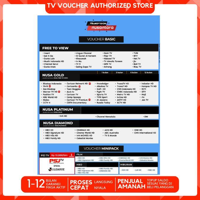 CALVIERACATALOG PAKET NUSA MINIPACK TANAKA NUSANTARA HD TRANSVISION SAMSUNG HD JOWO GOLD HIBURAN ANA