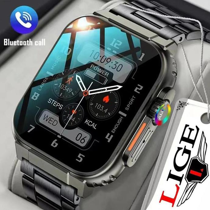 ernashop577 - lige amoled jam tangan pintar pria panggilan bluetooth gelang olahraga tahan air ip68 
