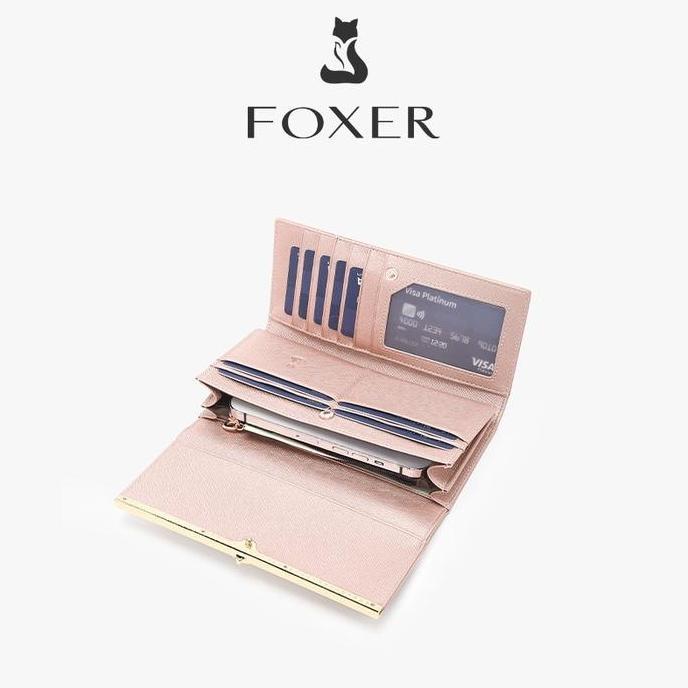 Dompet Wanita Foxer Dompet Panjang Dompet Kulit Asli Dompet Tiga Lipat Multifungsi Berkapasitas Besa