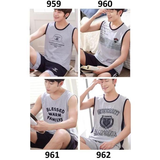 Baju Tidur Pria Tanktop Abu-Abu