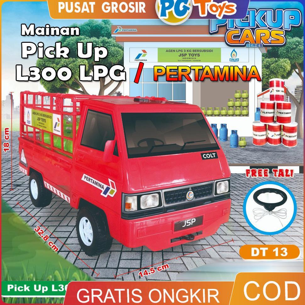 Exclusive Mainan Anak Mobil Pick Up L300 Pertamina Pengangkut Lpg Miniatur Tabung Gas 3Kg Dt13 Rs02