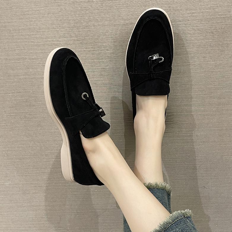 NEW Sepatu Pantofel Hitam Loafers Flat COD Wanita Korean Style Kekinian Premium Import Cina Hitam Fa