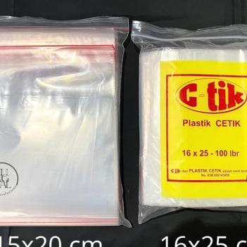 (100 Lembar) Plastik Klip Cetik, Tebal 0.4 Mikron, Ukuran 15X20; 16X25. Plastik Keripik, Plastik Cem