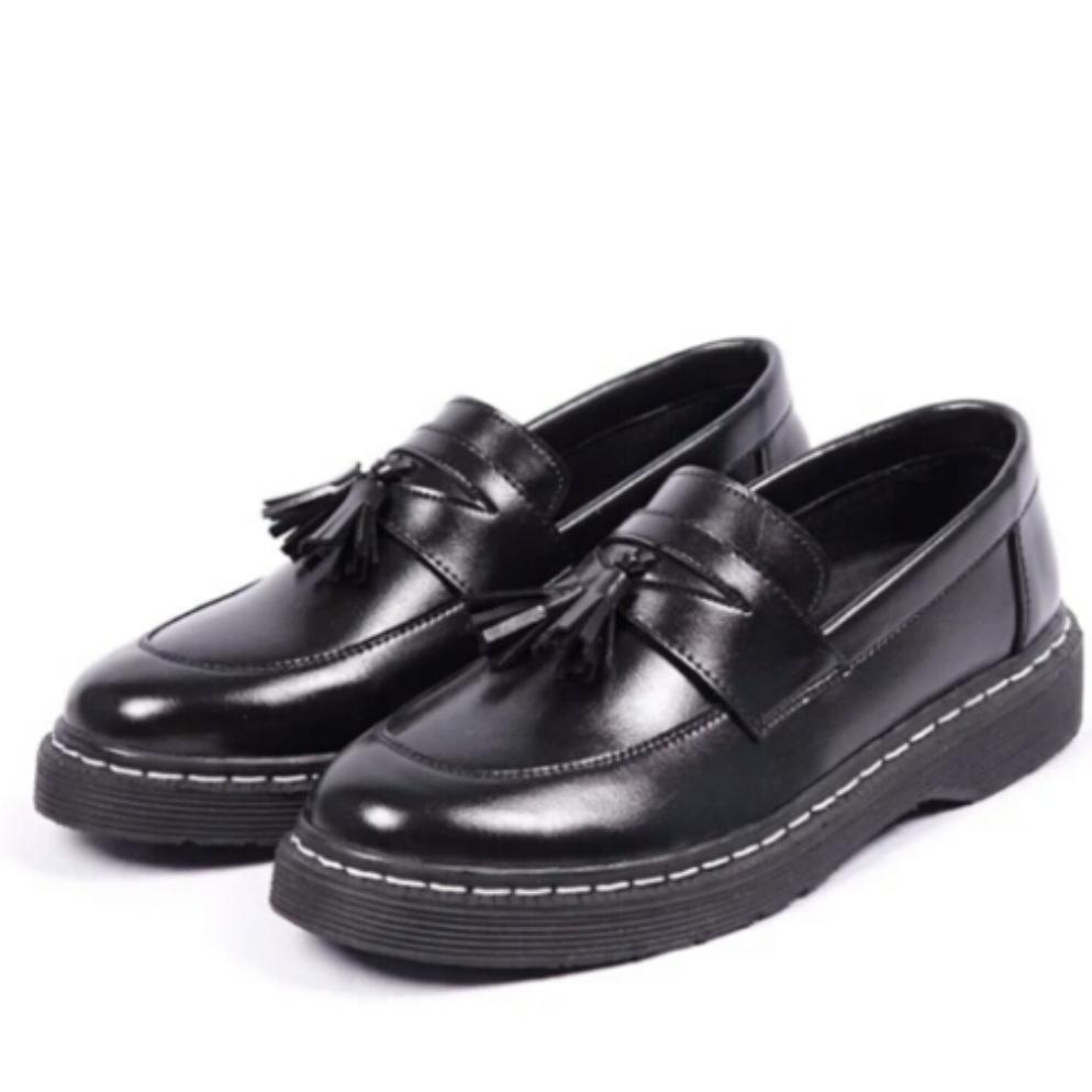 CUCI GUDANG sepatu docmart kantor kuliah slip on loafers hitam pria wanita kasual docmart