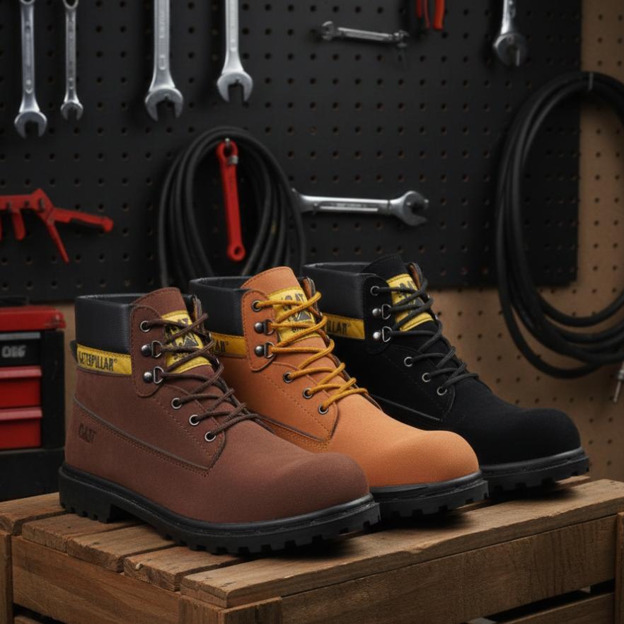 BESTPROMO Sepatu Safety Pria Boot Ujung Besi Cat Sopi Septi Boots Proyek Kerja Lapangan Sefty Outdoo