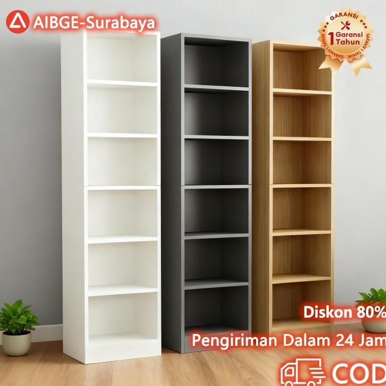 CUCI GUDANG [Surabaya Express]Rak Buku Kayu 6 Susun Rak Buku Susun Minimalis Lemari Display Serbagun