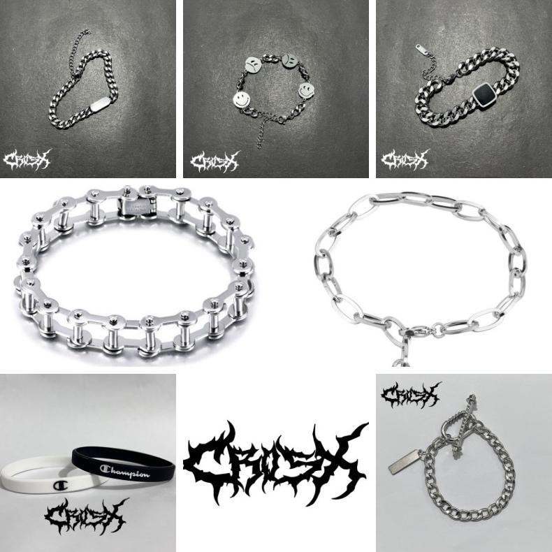 CUCI GUDANG DOUBLE LAYER CHAIN BRACELET / STAR CROSS SALIB BINTANG SMILE GELANG RANTAI SILVER / CHAI