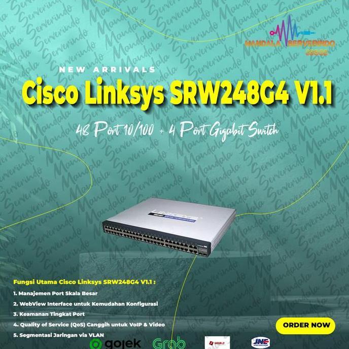 Cisco Linksys SRW248G4 V1.1 48 Port 10/100 + 4  Port Gigabit Switch