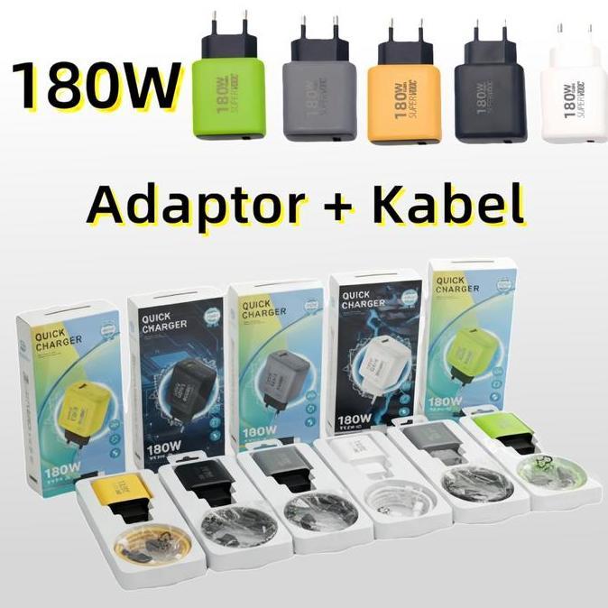 Adaptor Charger + Kabel TYPE C Micro Fast Charging Universal Daya Kustom 139 USB-A 180W Pengisian Ce