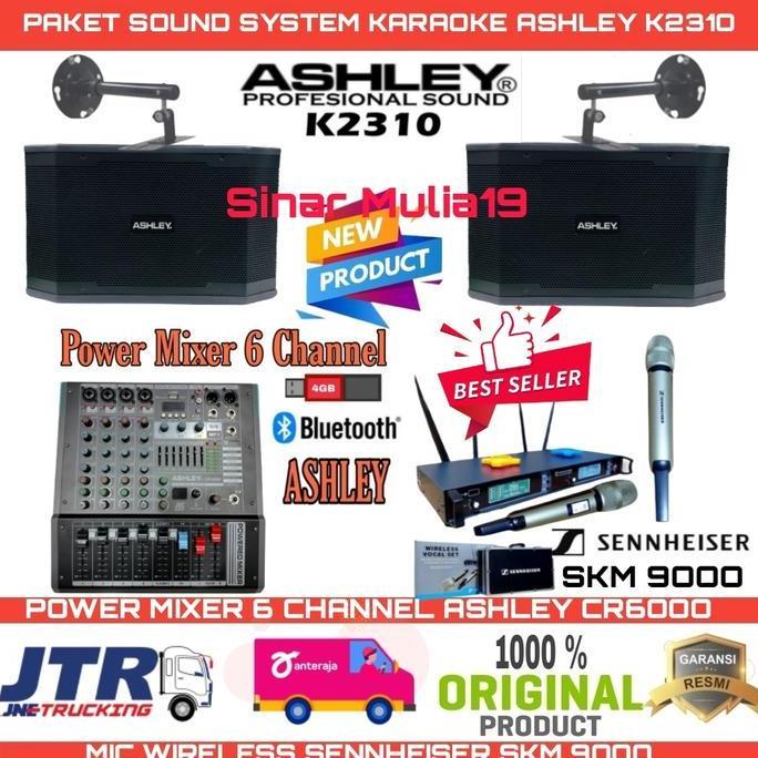 TERLARIS PAKET SOUND SYSTEM KARAOKE ASHLEY K2310 POWER MIXER ASHLEY 6 CH ORI