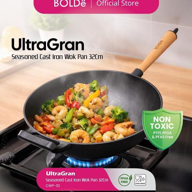 Bold Ultragran Cast Iron Wok 32Cm
