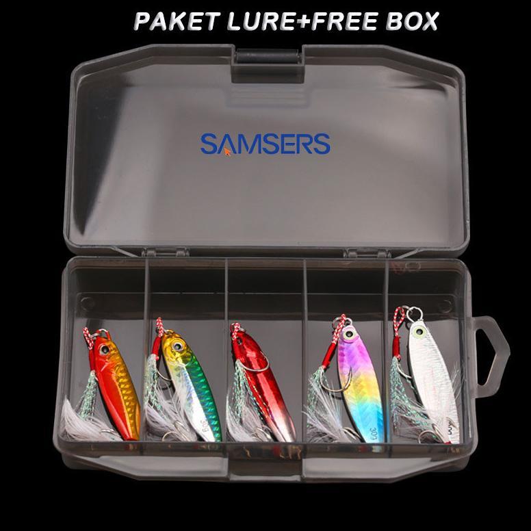 Metal Jig Umpan Pancing 7g/10g/15g/20g/30g 5pcs Paket lure casting hampala + box free gantungan-SS02