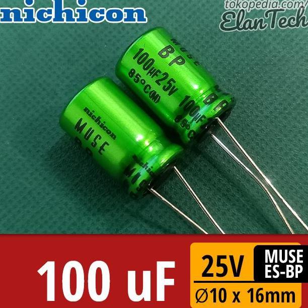 Elco 100uF 25V Nichicon Muse ES BP 100 uF Kapasitor Capacitor ElanTech