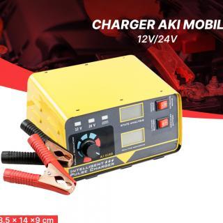 NEW Charger Cas Aki Mobil Motor Portabel Otomatis 260W 12V/24V 200AH + LCD Taffware ANJING - AJ-618D