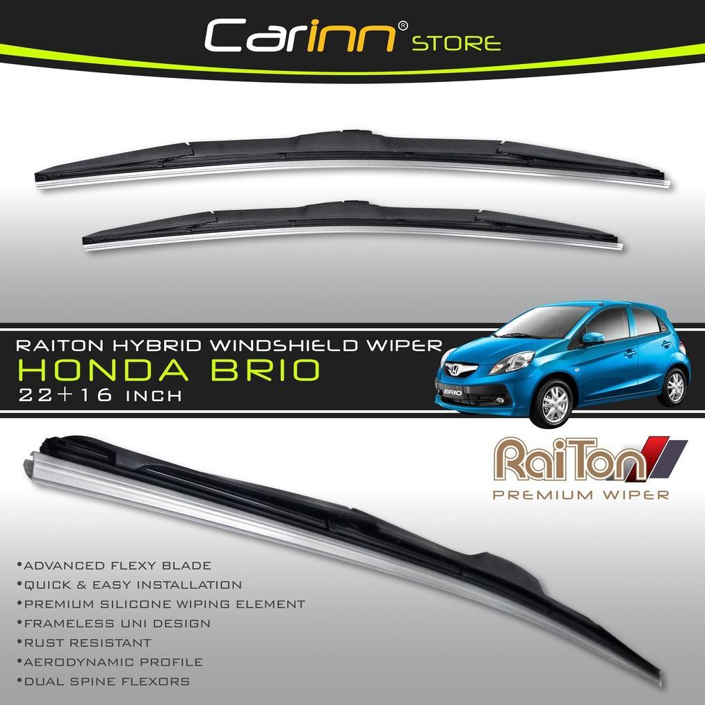 NEW Raiton Sepasang Wiper Hybrid Kaca Depan Mobil Honda Brio 2013-2017 22" & 16" -2 Pcs [terbaik][te