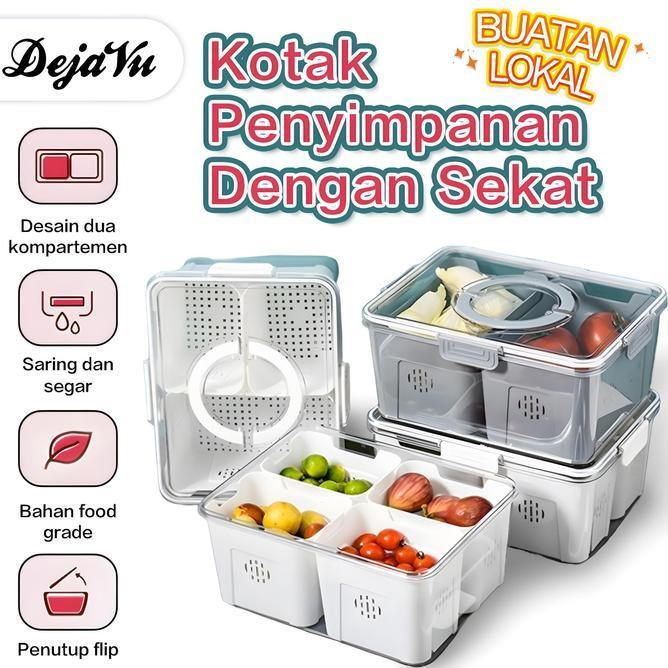 Beli Lokaldejavu Kotak Penyimpanan Kulkas Dengan Rak Portabel Segel Ganda Tempat Penyimpanan Sayuran