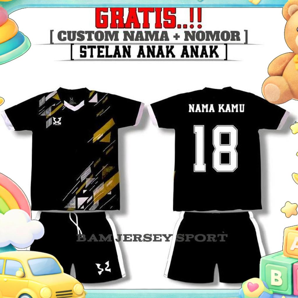 Cod Gratis Sablon Nama+Nomor Baju Bola Futsal Anak-Anak (Pria Wanita) Sport Outdoor Celana Jersey Fu