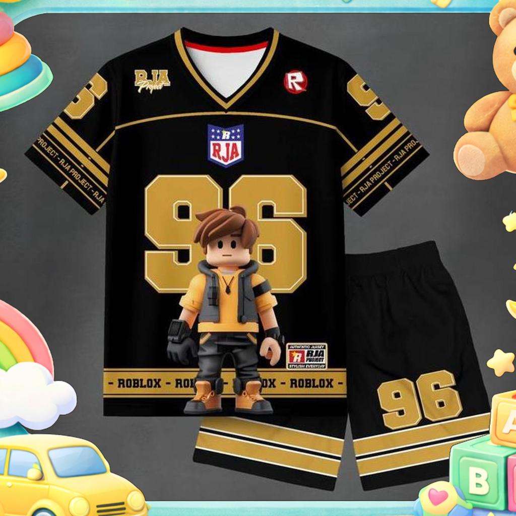 Setelan Anak Perempuan Roblox | Jersey Anak Cewek Roblox Warna Pink Full Printing | Baju Anak Roblox