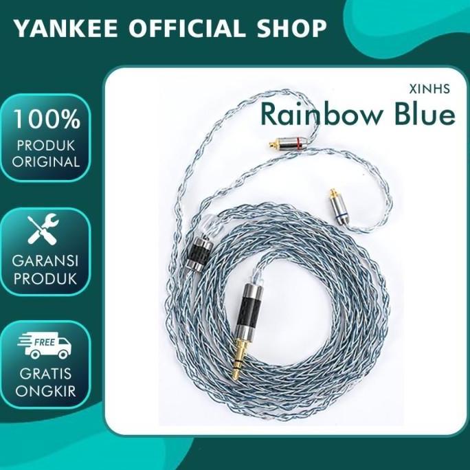 Xinhs Rainbow Blue With Mic / No Mic Kabel Upgrade Earphone Moondrop Chu Kz Edx Pro Cca Cra+ Kz Dq6 
