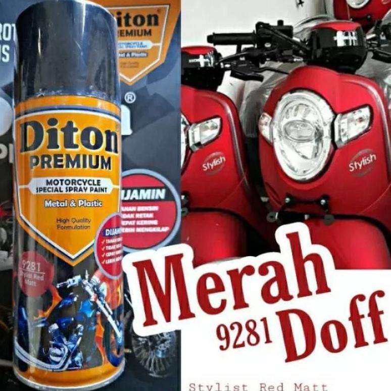 NEW DITON PREMIUM H 9281 STYLIST RED MATT H9281 CAT SEMPROT AEROSOL SPRAY PAINT WARNA MERAH DOFF MOT