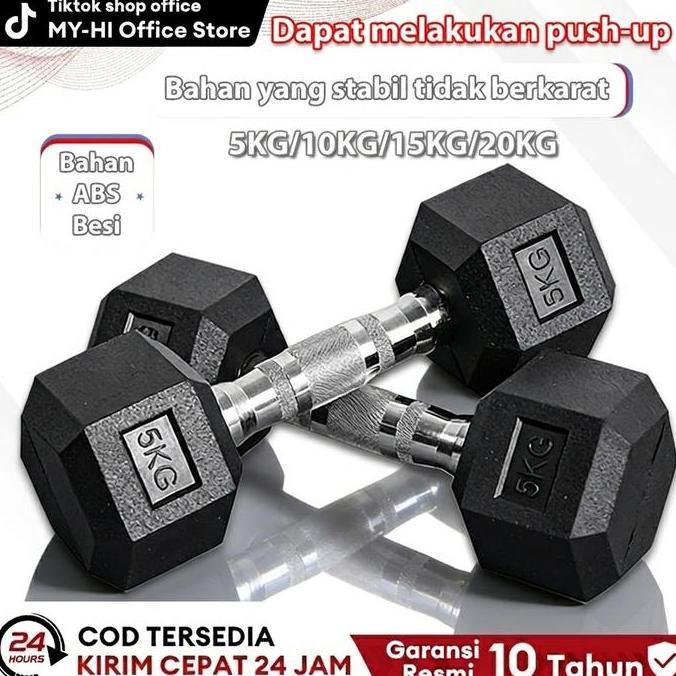 OVANDAKISELLER - MY-HIMINI DUMBBELL SET 5KG 10KG ANTI SLIP BARBEL DUMBBELL BESI GYM DUMBBELL MURAH B