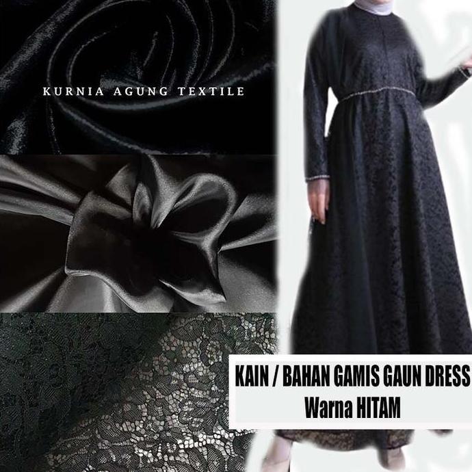 Kain Warna Hitam Polos Satin England Soft Tile Brokat Glitter Organza Organdi Kain tile Glitter Muti
