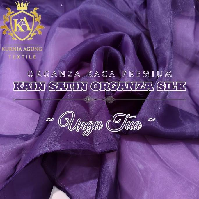Meter Kain Organza Polos Silk Premium warna UNGU TUA Lebar 150cm / Organza Polos Meteran / Organza S