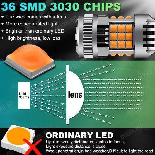 Promo Bohlam Lampu LED sein riting mobil super terang ghost fan kipas T20 36 SMD 7440 Kuning Riting 