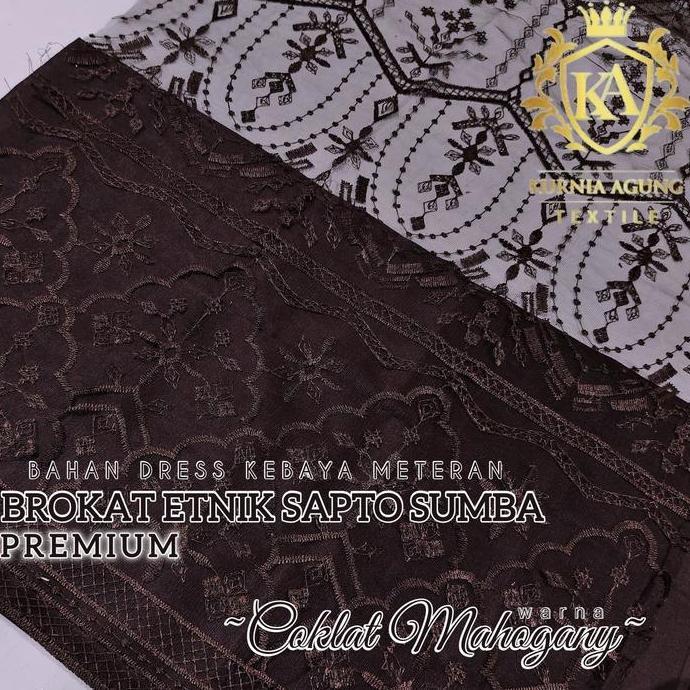 Kain Tule Brokat Brukat Tile Bordir Warna COKLAT MAHOGANY Bahan untuk Kebaya, Dress Mewah