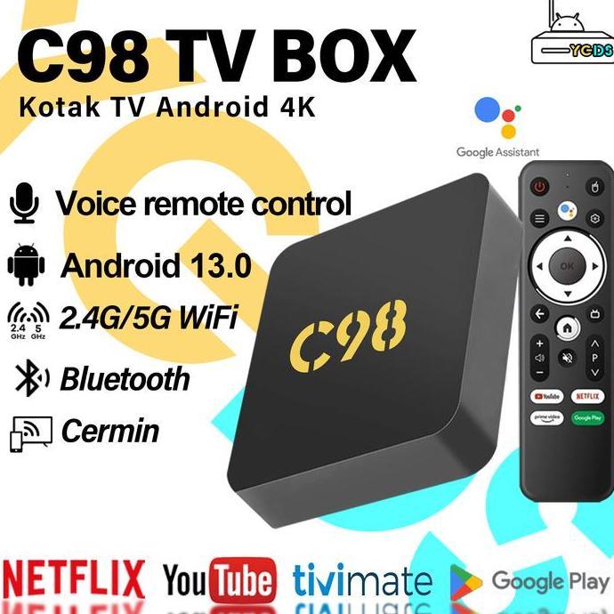 Sale Ygds C98 Android Tv Box 2.4G/5G Wifi Smart Tv Box Android 13.0 Smart Tv Box Bluetooth Smart Tv 