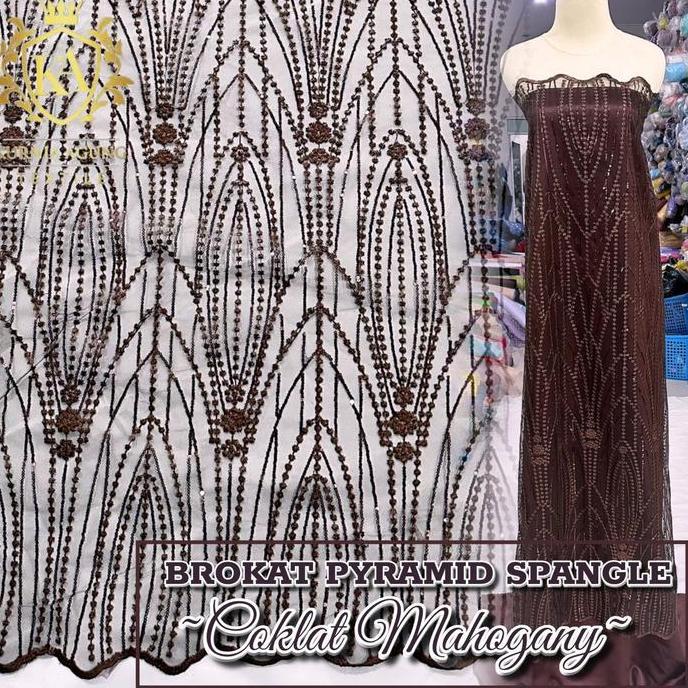 Kain Tile Payet Premium Full Payet Mewah Warna MAHOGANY Bahan Kebaya Gamis Meteran